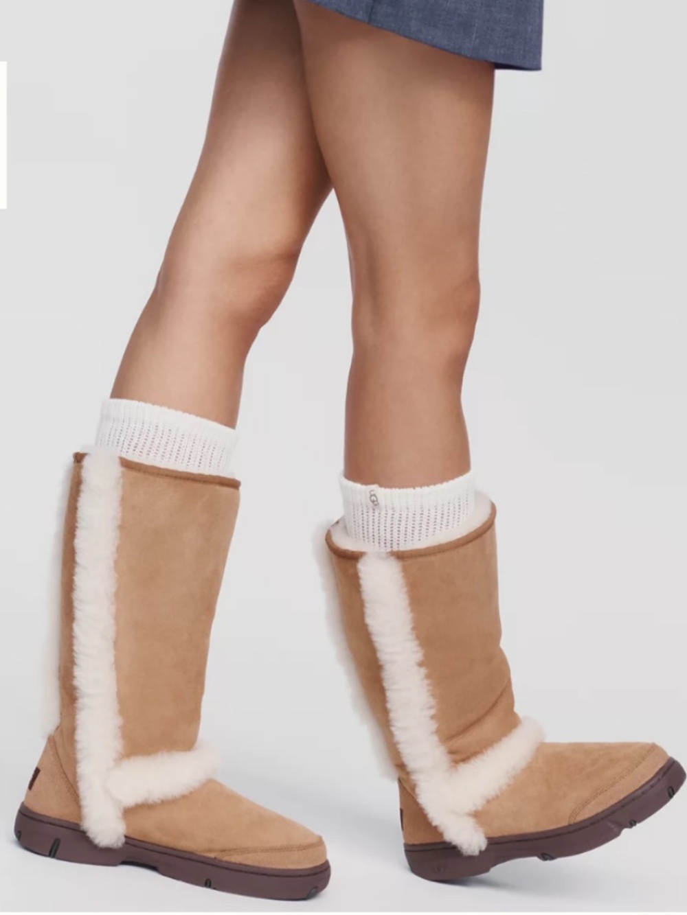 UGG Sunburst Tall Suede Boots Chestnut 8 Winter Y2K Streetwear Cozy Cabin Core